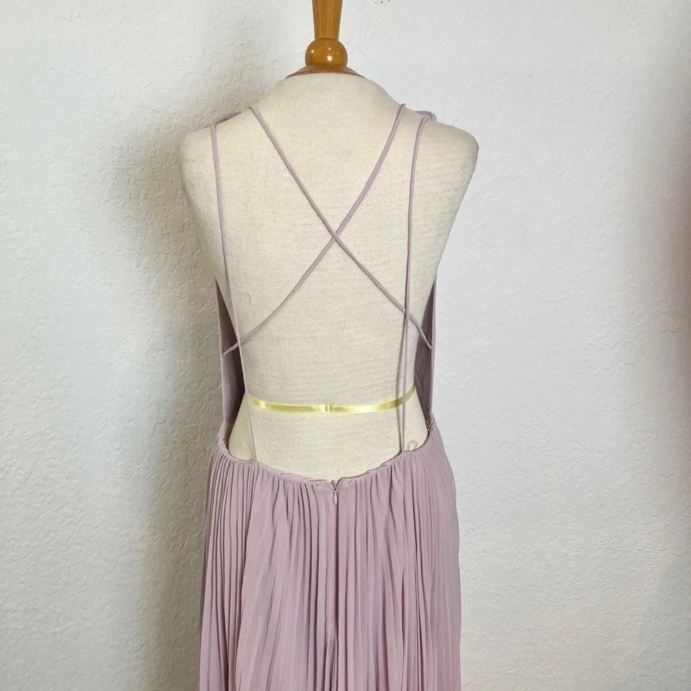 Fame & Partners Strappy Back Pleated Chiffon Evening Dress - Picture 3 of 6
